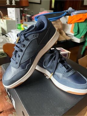 Reebok Navy and White Classic Low-Top Sneaker